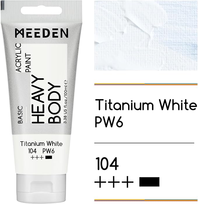 MEEDEN Titanium White Acrylic Paint: 100ml/3.38oz, 2 Pack | Heavy Body 2 Titanium White Tubes Acrylic Paint for Canvas, Wood & Paper, Non-toxic Creamy Art Paint for Adults