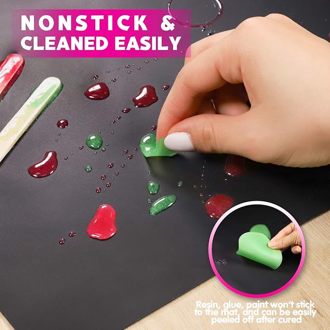 LEOBRO Large Silicone Mats for Crafts, Resin Mold, Playdough, White & Black | 2pcs 23.4"x19.5" Large Silicone Sheets, Nonstick Resin Molds Mats, Table Mat, for Clay, Resin, Paint, Glue, Jewelry Making