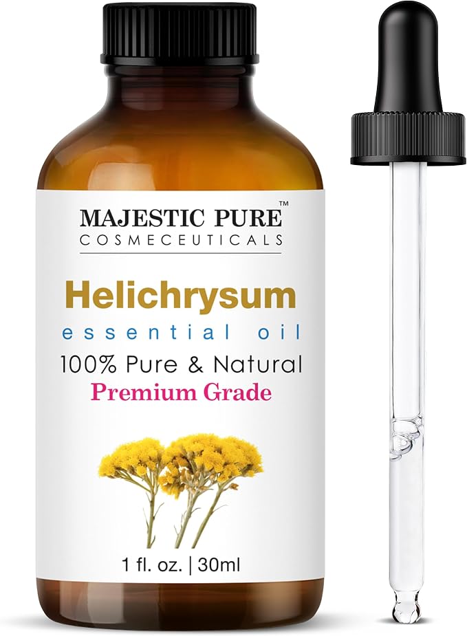 Majestic Pure Helichrysum Essential Oil for Diffuser - 1 fl oz | 100% Pure and Natural Essential Oils for Aromatherapy, Blend with Carrier Oil for Skin & Body Care, Massage, Helichrysum Oil