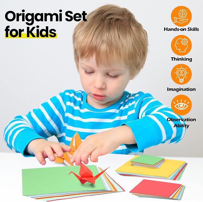Sinmoe 4100 Sheets Origami Paper Assorted Sizes DIY Vivid Colored Colorful Double Sided Square Paper for Adults Beginners Fold Flower Craft, 10 Colors 4 Sizes(2300 Sheets)