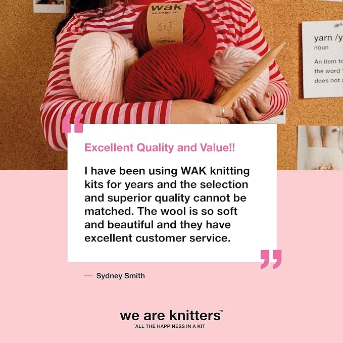 We Are Knitters Stitch Sampler Knitting Kit | Beginner-Friendly Knitting Starter Kit with Cotton Yarn | Learn Essential Stitches & Make Your First Snood