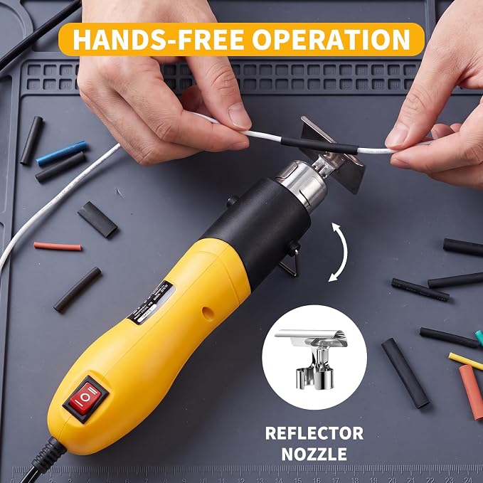 Heat Gun 500W, Handed Hot Air Gun with Nozzle for Crafting and DIY (Yellow)
