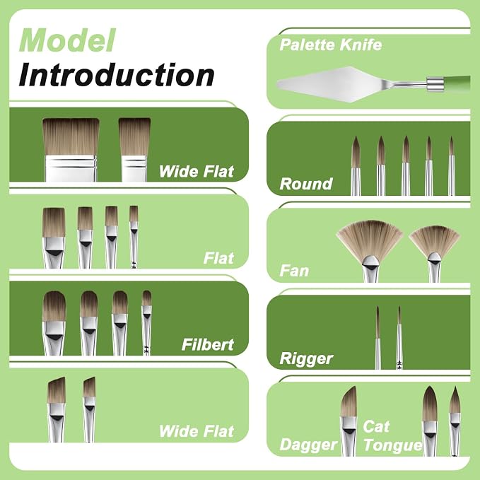 25Pcs Oil Paint Brushes for Acrylic Painting, Acrylic Paint Brush Set