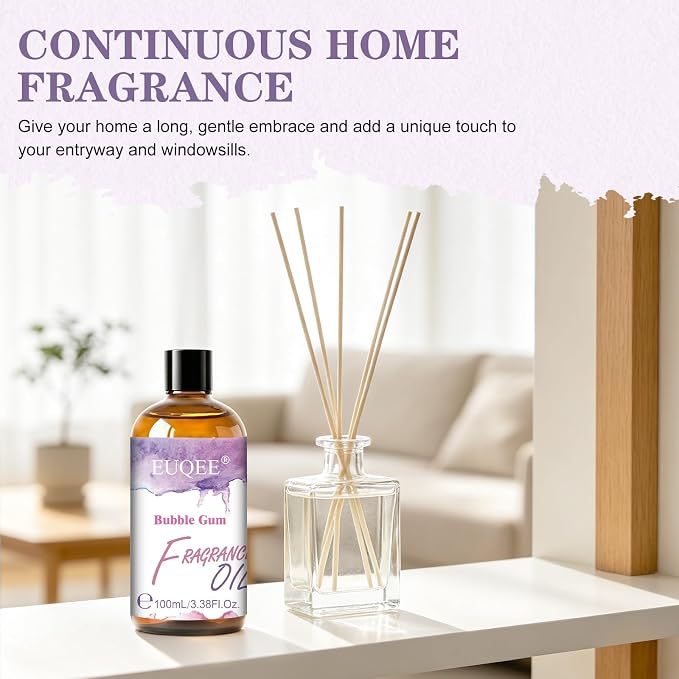 EUQEE Bubble Gum Fragrance Oil 100ML/3.38 Fl Oz Sweet Scent for Diffuser