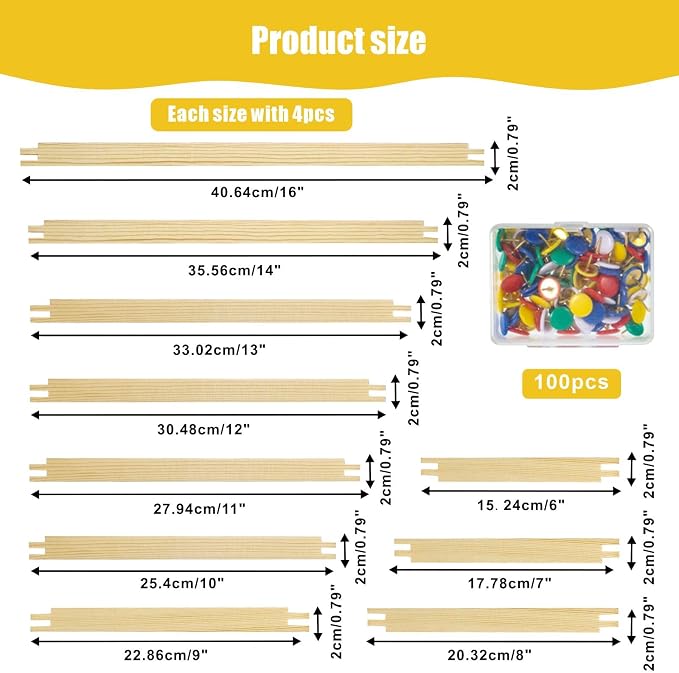20 Sets Stretcher Bars for Needlework with 100 Tacks,10 Sizes 40Pcs