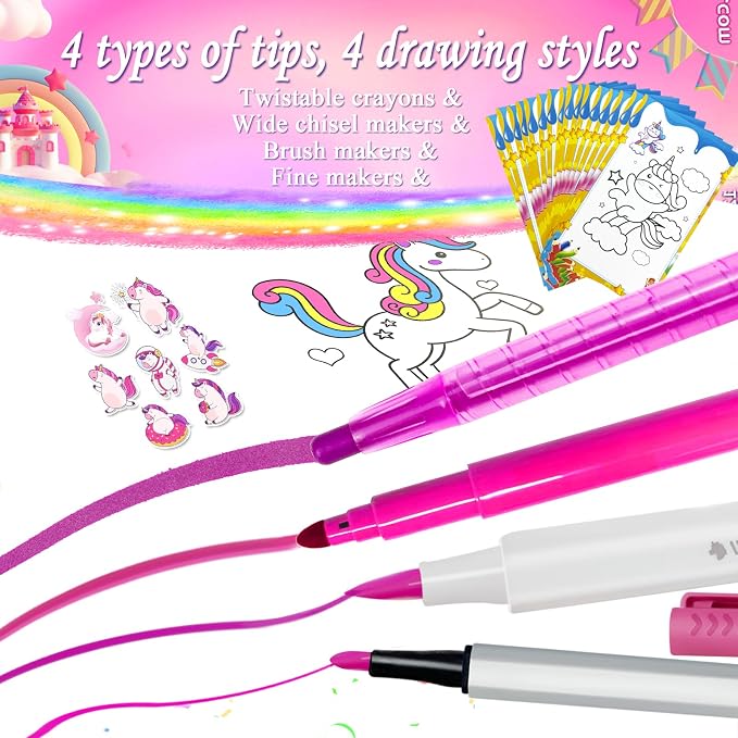 70 PCS Washable Scented Markers Set with Glitter Pencil Case, Kids Art Set