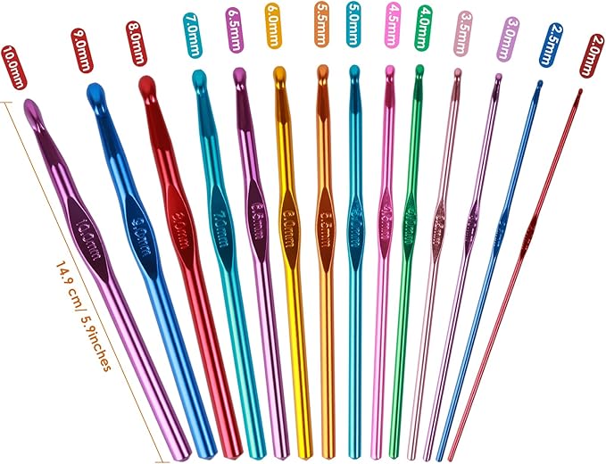 Crochet Hooks Set, Aluminum Handle Knitting Needles for Arthritic Hands, Crochet Needles for Yarn Craft, Nice Gift for Women