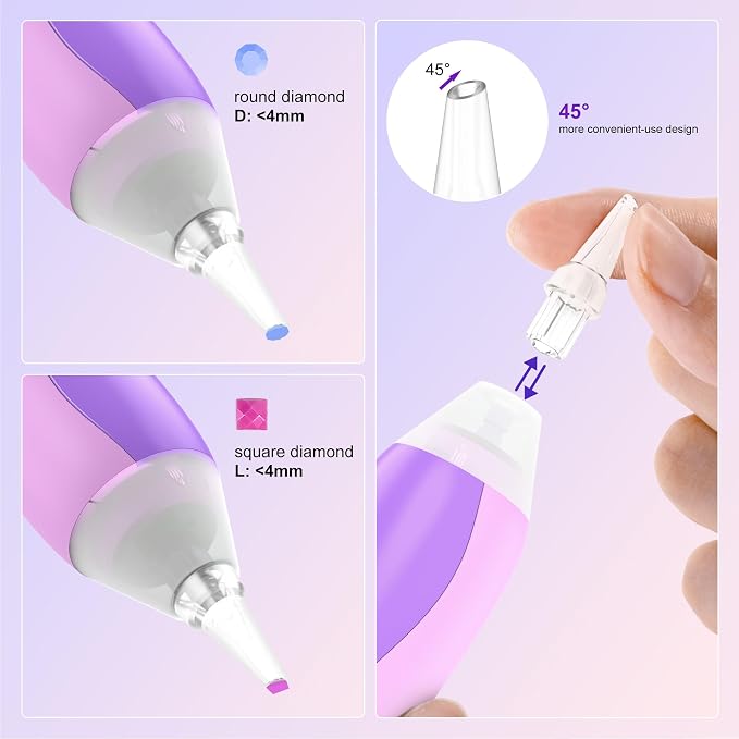 Electric Diamond Art Pen with Light, Diamond Art Tools for Adults, Purple