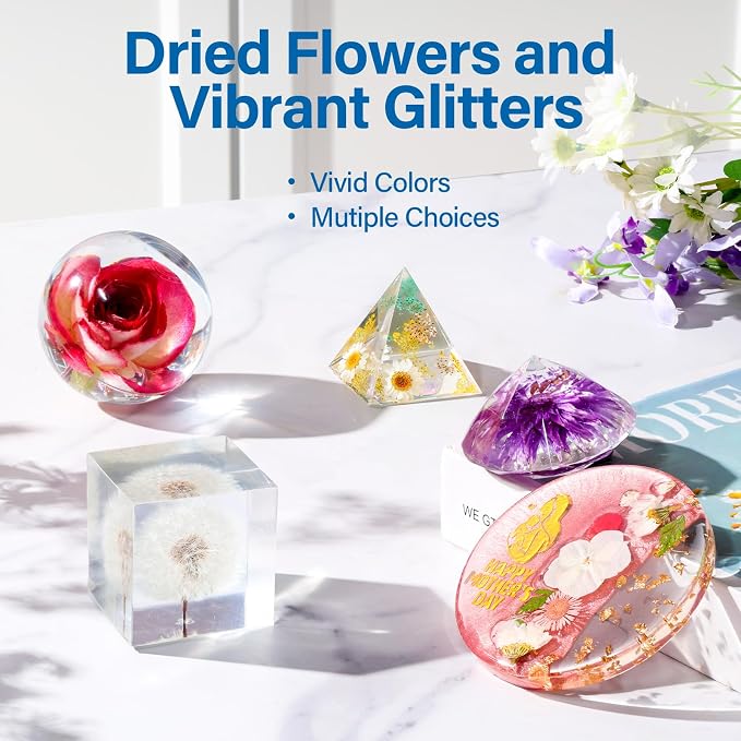 LET'S RESIN 16oz Epoxy Resin Kits and Molds Complete Set for Beginners | Resin Art Kit With Silicone Molds, Pigment, Dried Flowers, for Adults, Art Supplies for DIY Lovers, DIY Gift for Women