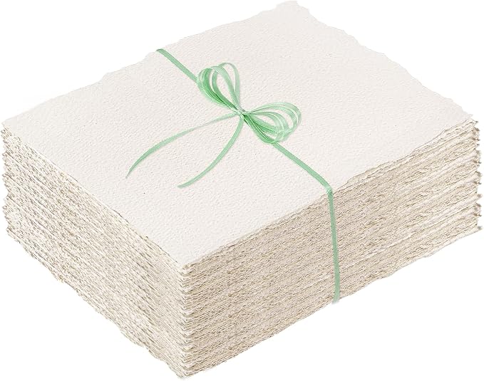 100 Sheets Deckled Edge Paper, 4x6 in Handmade Paper, 160 GSM