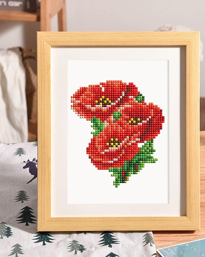 PeakLuv Small Diamond Art Kits Flowers Mini Diamond Painting Kit for Adults