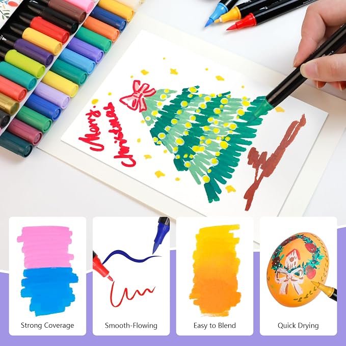 Artecho Acrylic Paint Markers 120 Colors with Brush Tip and Fine Tip