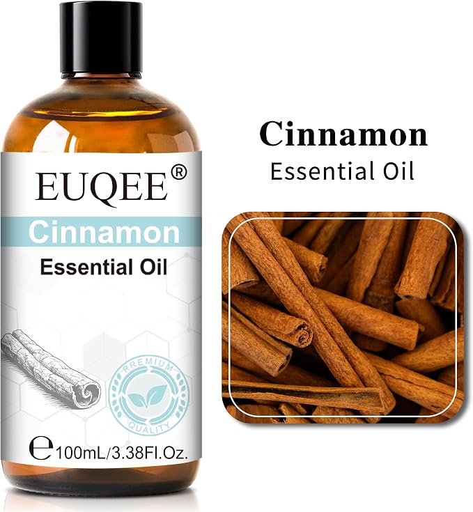 EUQEE 100ml Cinnamon Essential Oil for Diffuser, Massage 3.38 Fl Oz