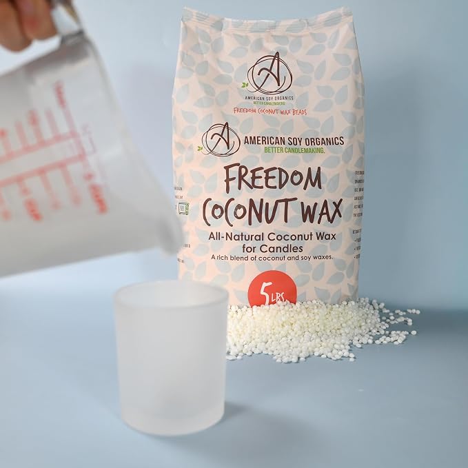 American Soy Organics Freedom Coconut Soy Wax Beads, Candle Wax, 5 lbs | DIY Candle Making Supplies Ideal for Container Candles, Tealights & Wax Melts, Paraffin-Free, Beeswax-Free, Microwavable