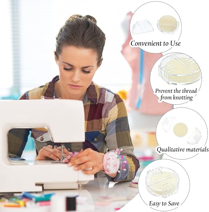 Maitys 1 Pcs Thread Wax Beeswax for Hand Sewing,White, Clear Case | Conditioner for Embroidery Quilting, Strengthens Sewing Line Reduces Fraying, Clear Case Storage, Natural Beeswax Formula