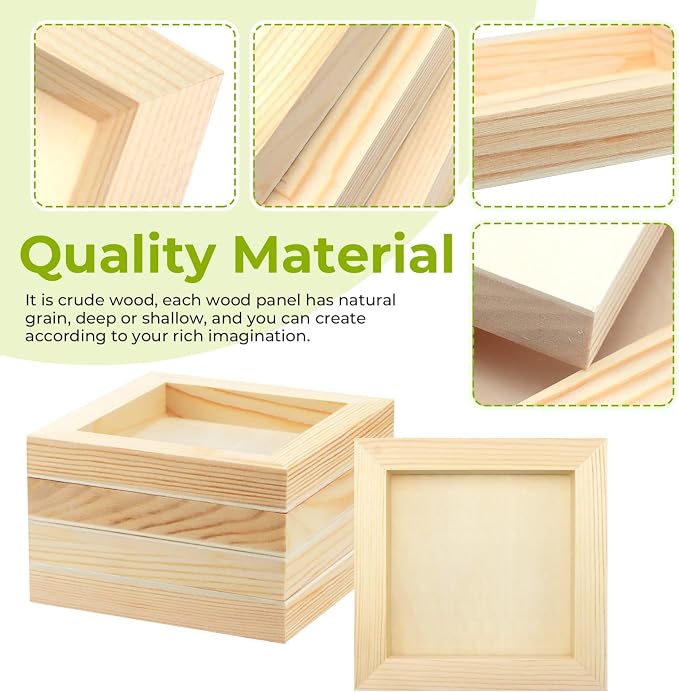 FSWCCK 5 Pack 5 x 5 inch Wood Panel Boards, Unfinished Wood Canvas Panels for Crafts, Painting Canvas, DIY Art Projects, Pouring, Arts Use with Oils, Acrylics
