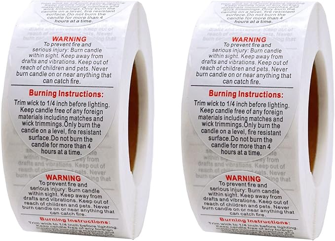 1000 Pcs Candle Warning Labels,1.5 Inch Candle Safety Stickers for Candle Making DIY Candle Jars, White