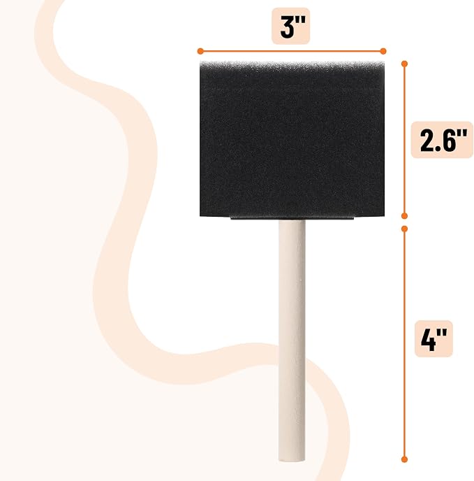 Bates- Foam Paint Brushes, 3", 40 Pack, Black Sponge Brushes for Painting, Sponge Paint Brush