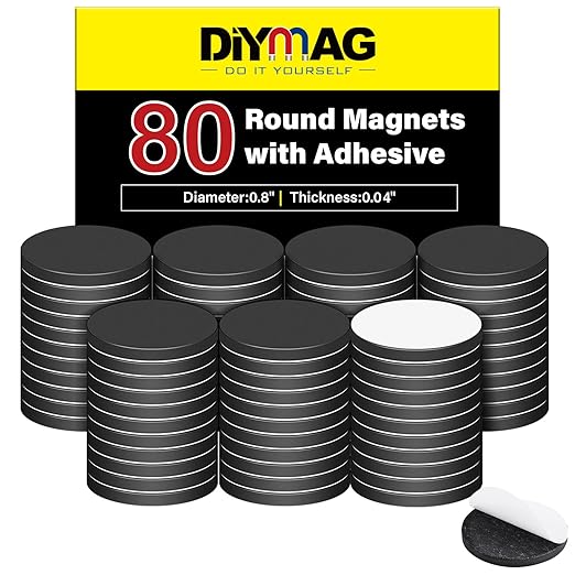 DIYMAG Magnets with Adhesive Backing, 80P Flexible Fridge Magnetic Dots