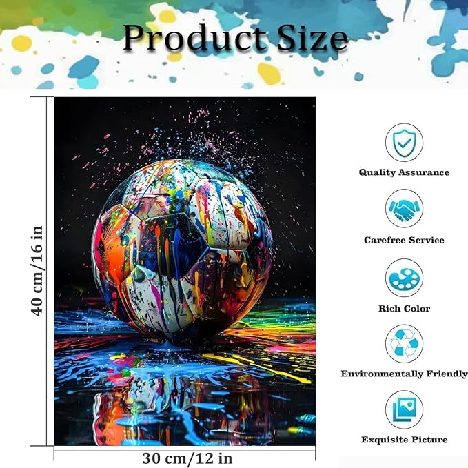 4 Pack Paint by Numbers Kit for Adults Beginner,Ball Sports 12x16 In | Paint by Number for Beginner,Adult Paint by Number,HD Color Canvas,DIY Tool Kits,Stress Relief Craft,Great Gift,without Frame