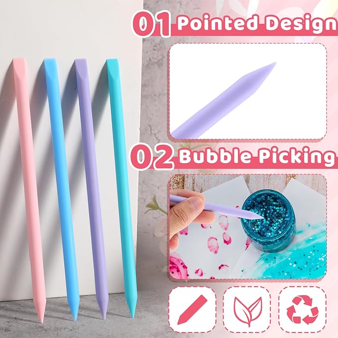4PCS Silicone Mixing Sticks, Reusable Epoxy Resin Stir Stick Colored Mixing Sticks for Paint, Mix Resin, Arts, Crafts, Handmade Crafts, 4 Colors