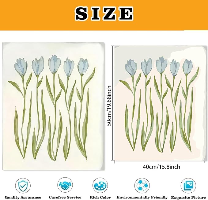 2 Pack Cute Flower Paint by Numbers Kit for Adults Beginner (Without Frame)