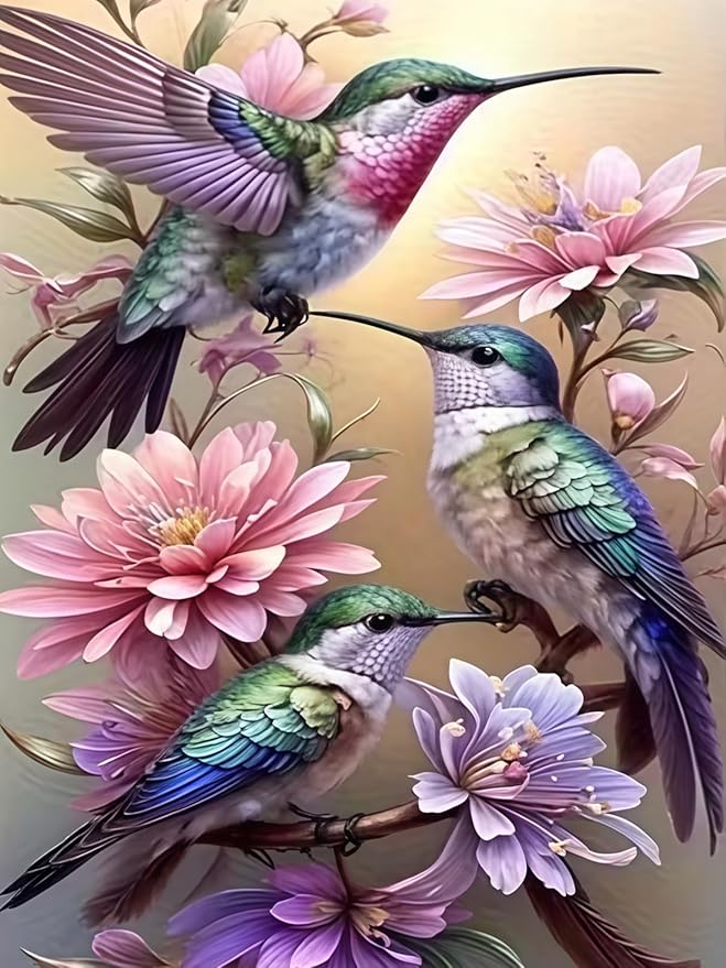 Mosaflare 5D Hummingbird Diamond Painting Kits for Adults 12x16 Inch