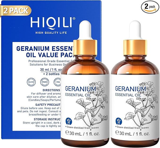 HIQILI Geranium Essential Oil 30ml 2-Piece Set