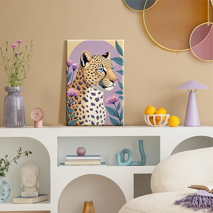 SparkGlow Leopard Paint by Numbers Kit for Adults with Frame, 8×12 Inch | Beginners Fridendly, HD Canvas, Include Easel, Vibrant Acrylic Colors, Number Painting for Gifts, Wall Decor, Relax and Fun
