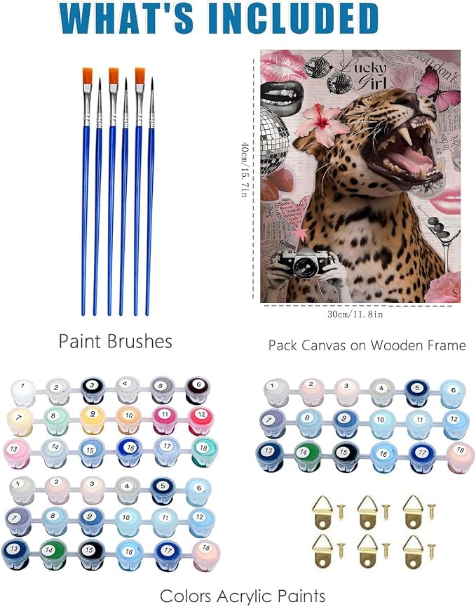 3 Pack Coquette Paint by Numbers Kit for Adults,Color By Numbers for Adults | Fashion Cheetah Decor Painting by Number On Canvas, Paint Number Artist Funny Without Frame DIY, Home Wall Decor, 12x16in