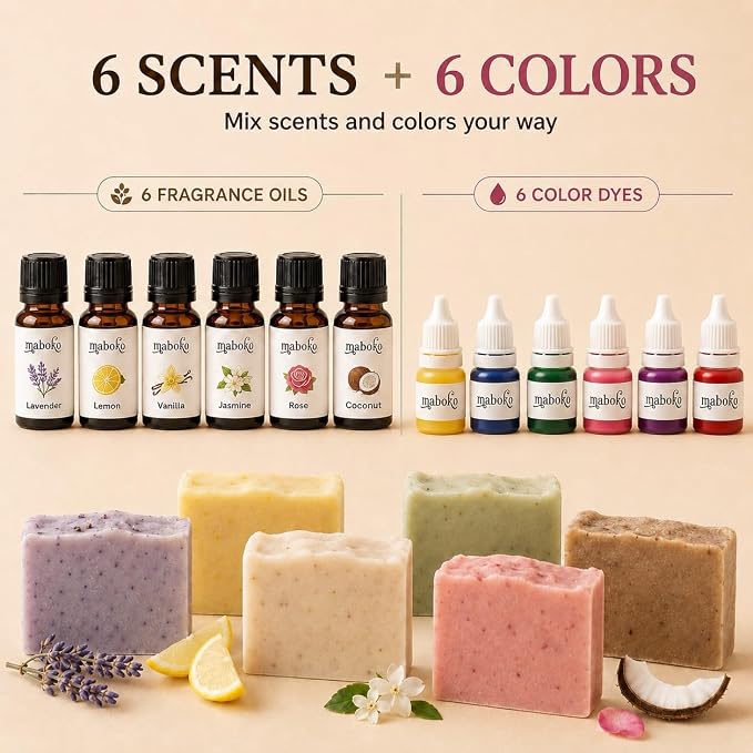 Goat Milk Soap Making Kit for Adults & Beginners – Complete DIY Set with 2lb Soap Base, 6 Scents, Molds & Gift Boxes – Easy, Fun & Creative Craft Gift