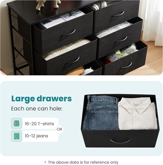 OLIXIS 6 Drawers Storage Organizers Units, Closet Organizers and Storage for Clothes, Fabric Storage Drawer TV Stand for Living Room, Chest of Dresser in 31.5" D x 11.8" W x 31.5" H, Black