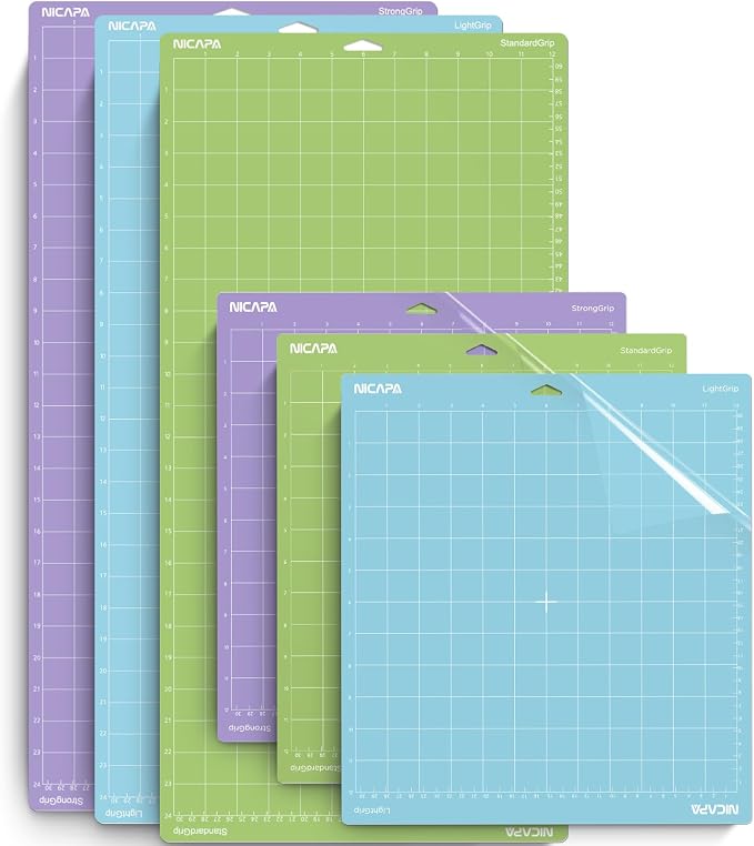 Cutting Mat for Cricut Maker 3/Maker/Explore 3/Air 2/Air/One,6 Packs Adhesive&Sticky Non-Slip Flexible Square Gridded Cut Mats (12x12 inch3pack,12x24 inch,3pack) Replacement Mats Vinyl Craft