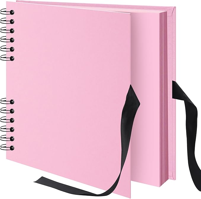 Scrapbook Photo Album DIY 8x8 Inch Thick Kraft 40 Pages Pink