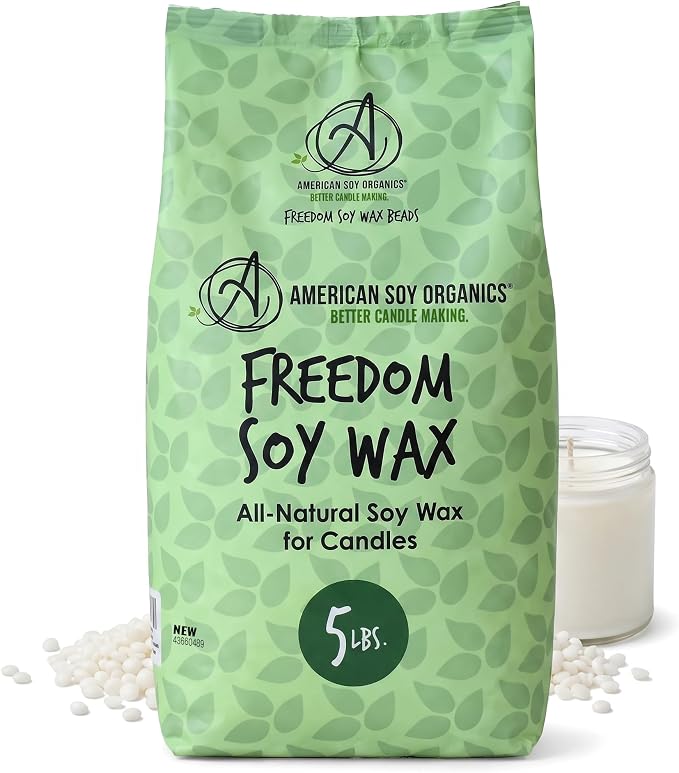 American Soy Organics Freedom Soy Wax Beads, All-Natural Candle Wax, 5 lbs | DIY Candle Making Supplies Ideal for Container Candles, Tealights & Wax Melts, Paraffin-Free, Beeswax-Free, Microwavable