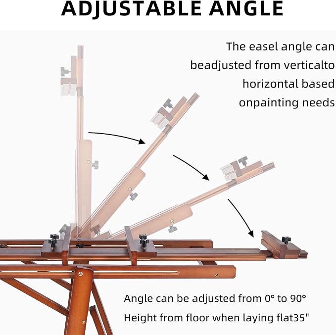 Falling in Art Studio H-Frame Easel with Tilting & Flat Position, Walnut