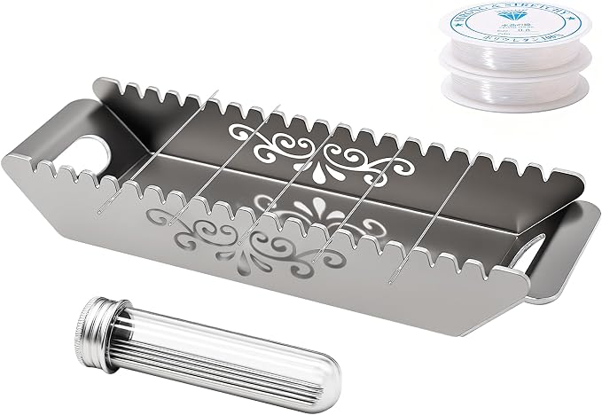 Sthmeyue Bead Baking Rack, Polymer Clay Tools, Clay Bead Drying Rack Jewelry Making Supplies（with 20 Pins & 2 Roll of Elastic Strings）