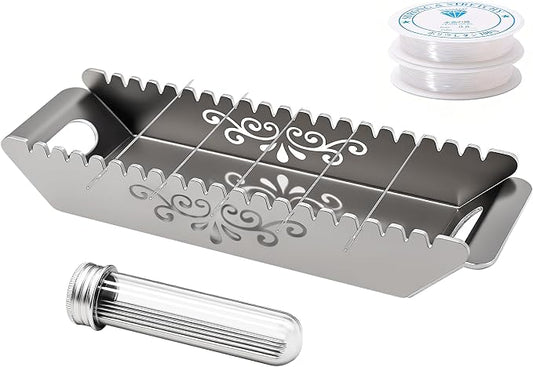 Sthmeyue Bead Baking Rack, Polymer Clay Tools, Clay Bead Drying Rack Jewelry Making Supplies（with 20 Pins & 2 Roll of Elastic Strings）