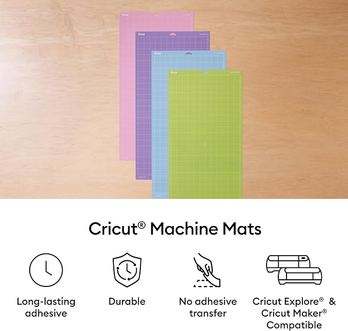 Cricut Cutting Mat Variety Pack (4 Count, 12in x 24in) | For Explore & Maker Machines - Includes 2 StandardGrip, 1 LightGrip, 1 StrongGrip