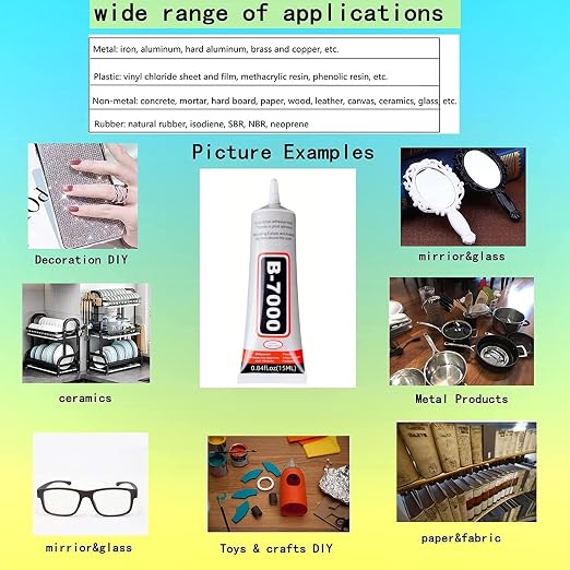 B-7000 Adhesive Multi-Function Glues,Super Glue Suitable for Phone Screen Repair,Wooden,Jewelery,1 Pack (15ML*2)