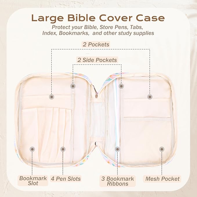 XKDOUS Bible Cover Case for Women Bible Bag Journaling Kit w/Study Supplies