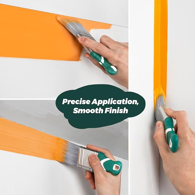 9 Pack 2" Angled Paint Brush Set, Synthetic Bristles, Rubber Short Handle | Easy Grip, Smooth Finish & Precision Edging, Cutting In, Trim, Touch up, for Painting Walls, Ceiling, Cabinet, Sash, Corner