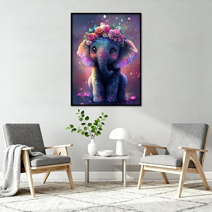 Amaieuin Elephant Diamond Painting for Adults,Elephant Diamond Art Painting for Adults,5D Diamond Painting for Home Decor and Gifts 12x16in