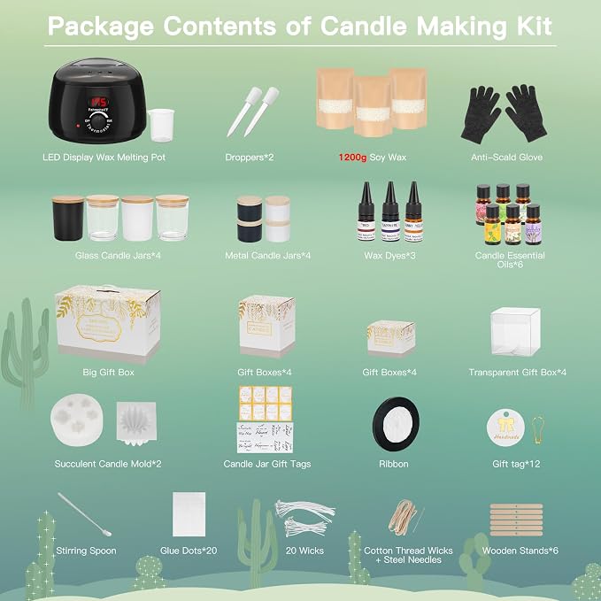 ZEROMX Complete DIY Candle Making Kit for Beginners Digital Wax Melter | User-friendly kit to make beautiful crafts & handmade gifts.
