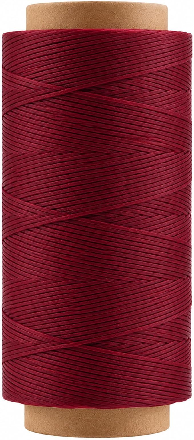 Mandala Crafts 210D 1mm Wine Red Flat Waxed Thread for Leather Sewing