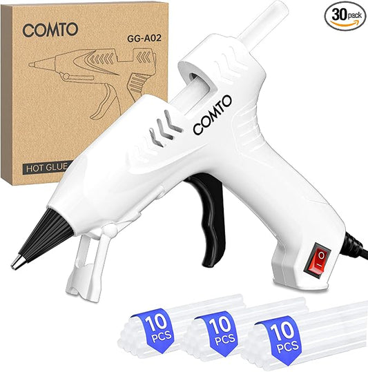 Mini Hot Glue Gun with 30 Glue Sticks, White