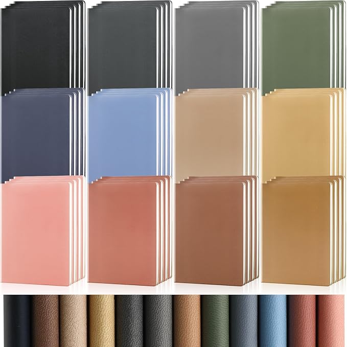 PerKoop 48 Pcs A5 PU Leather Notebooks for Back to School,Morandi Color