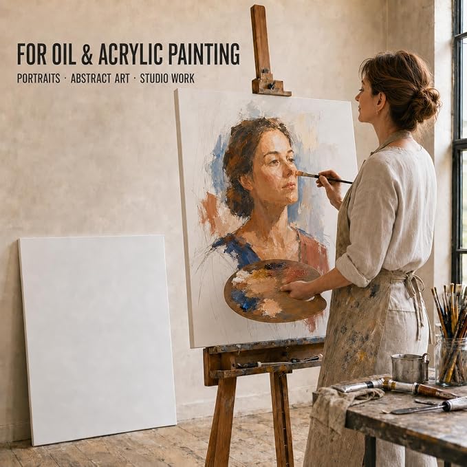 Large Canvas for Painting, 2 Pack 30x40 White Pre Stretched Canvases Fivefold Primed 100% Cotton Big Blank Canvas Boards Art Supplies for Acrylic Pouring, Oil Watercolor Painting & Wet Art Media | 30x40 in · 2 Pack · 100% Cotton · 5X Primed · 11 oz Can...