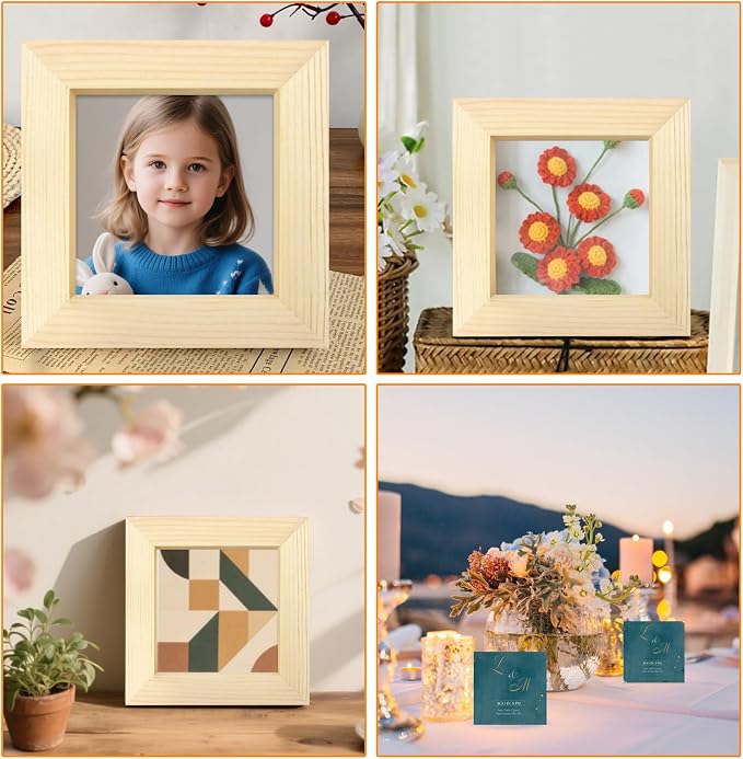 FSWCCK 5 Pack 4 x 4 inch Wood Panel Boards, Unfinished Wood Canvas Panels for Crafts, Painting Canvas, DIY Art Projects, Pouring, Arts Use with Oils, Acrylics