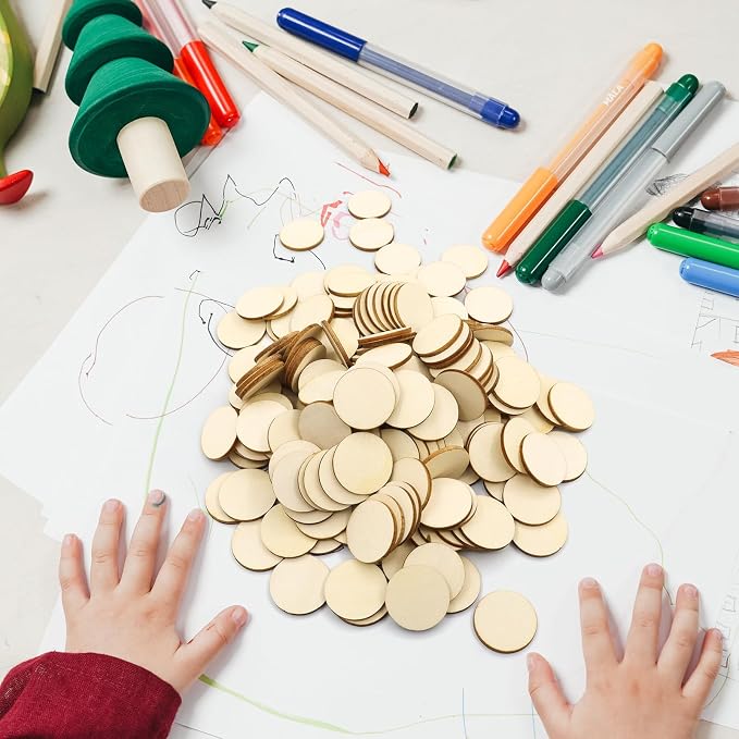 100 Pieces 1 Inch Unfinished Wood Circles